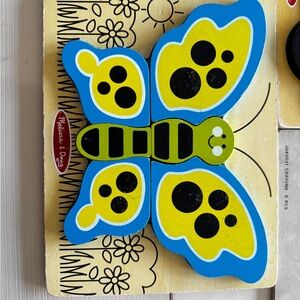 Melissa & Doug Blue and Yellow Wooden Butterfly Puzzle